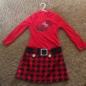 Pink & Violet brand  Red & black belted Dress.